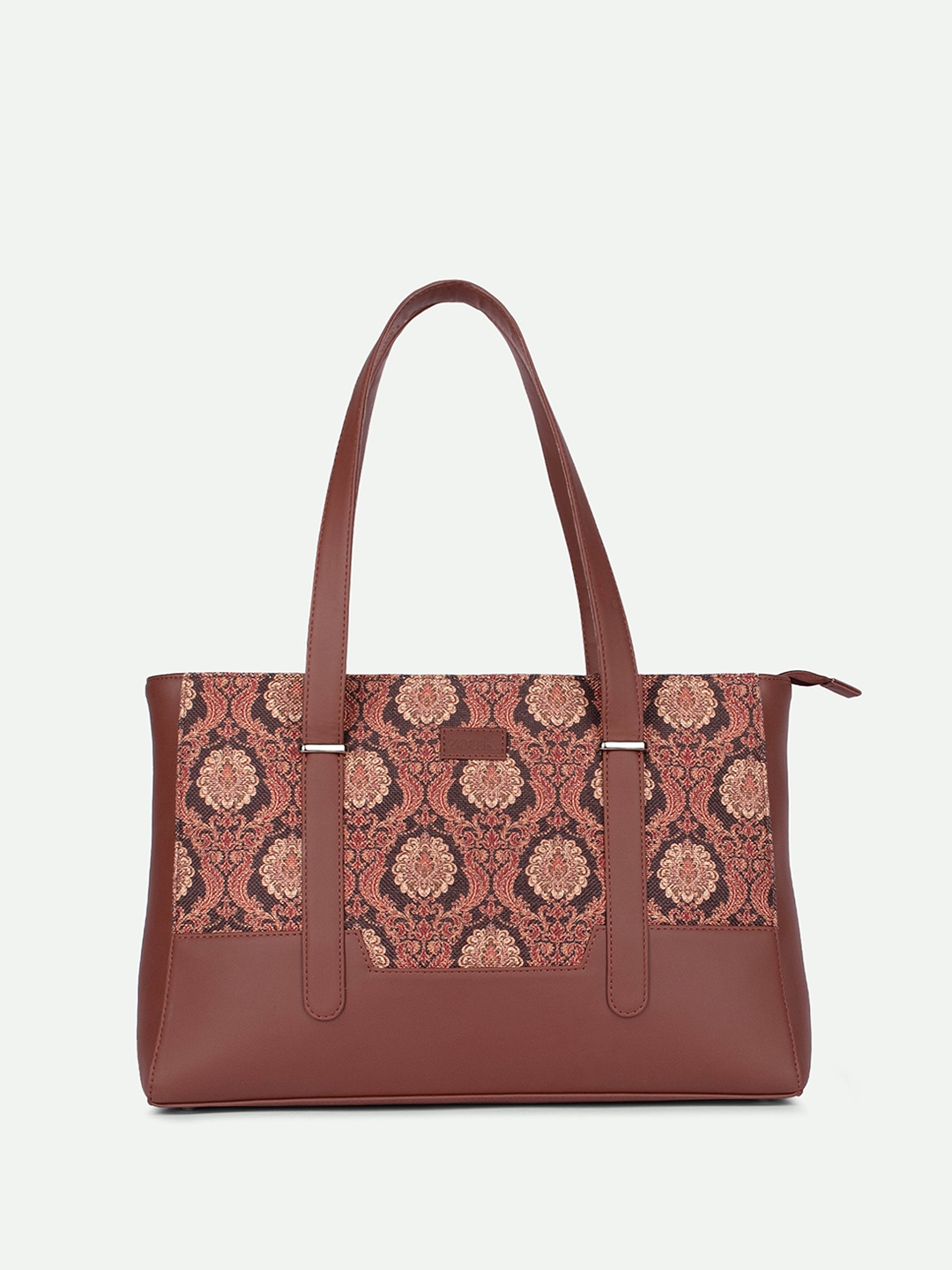 

ZOUK Jodhpur Damask Printed Structured Shoulder Bag, Brown