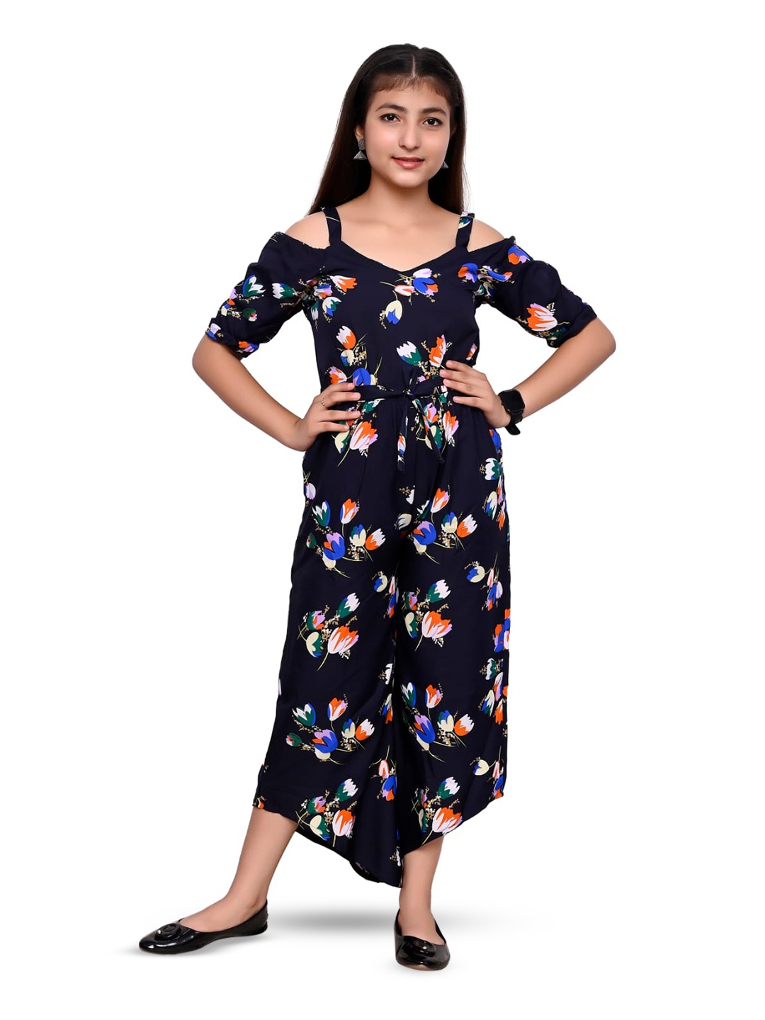 

FELLAMO Girls Printed Basic Jumpsuit, Blue