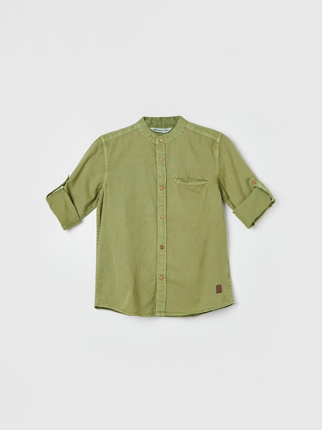 

Fame Forever by Lifestyle Boys Mandarin Collar Casual Shirt, Olive
