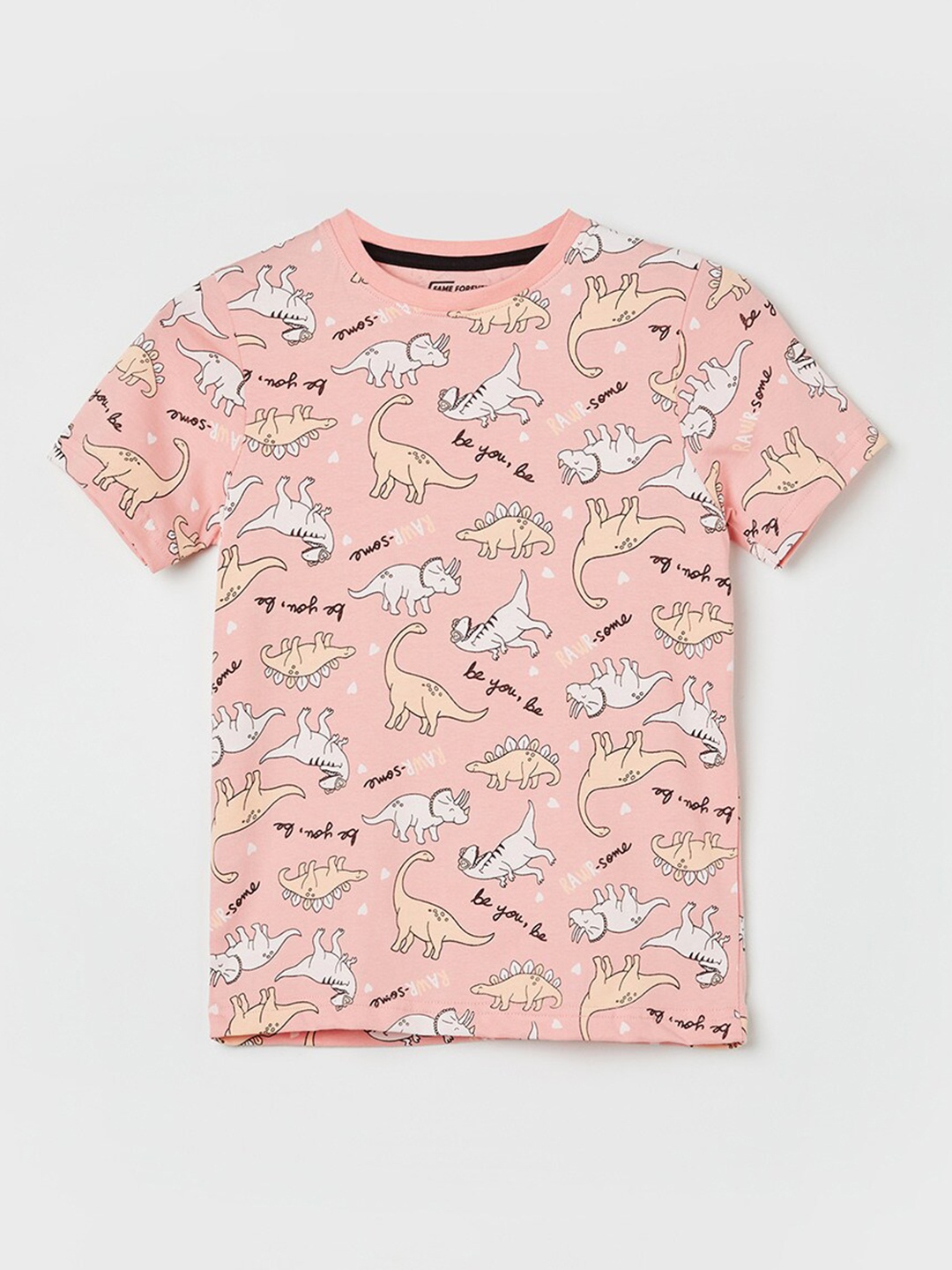 

Fame Forever by Lifestyle Boys Dinosaur T Shirt, Peach