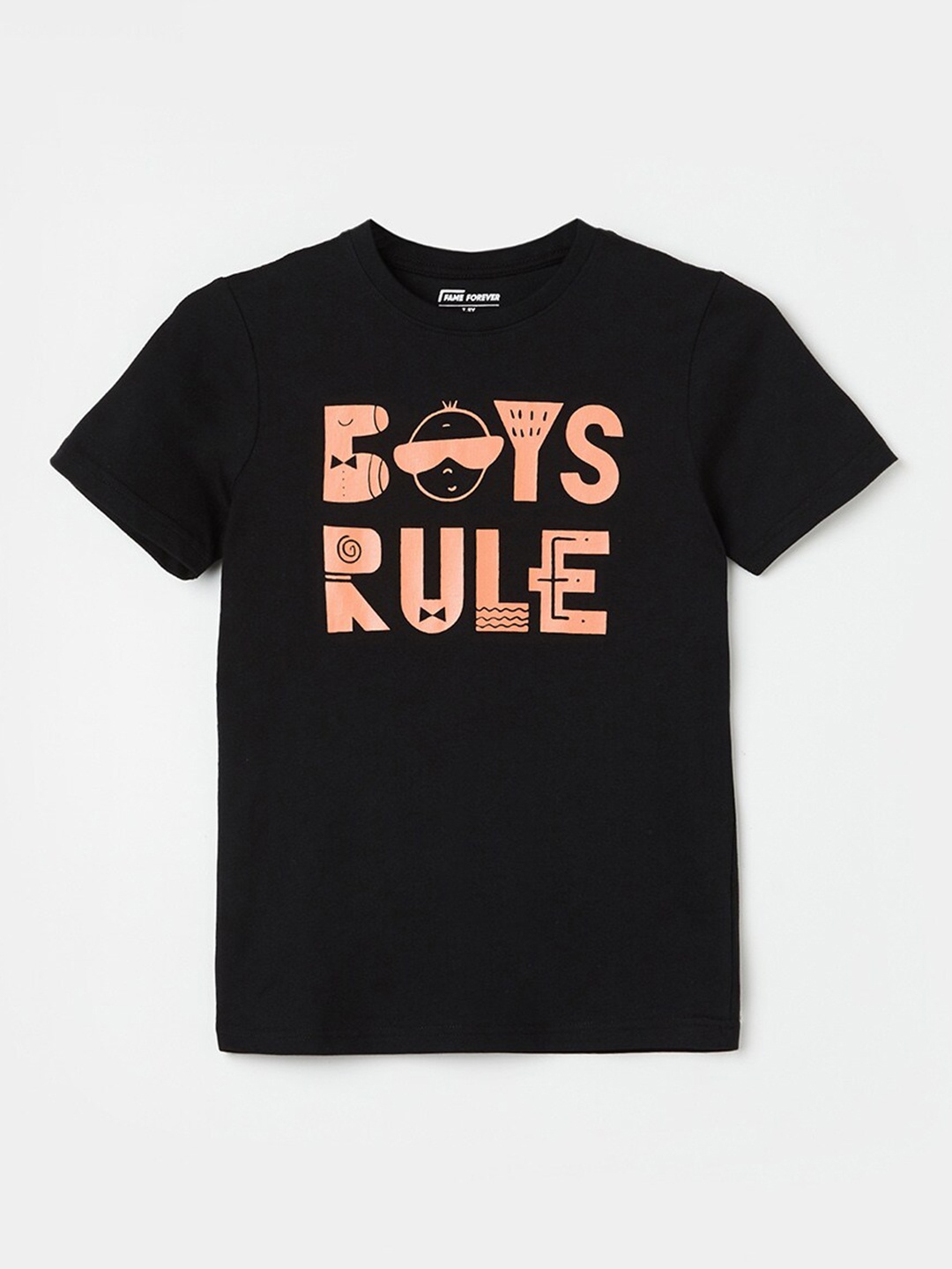 

Fame Forever by Lifestyle Boys Typography Printed Cotton T-shirt, Black