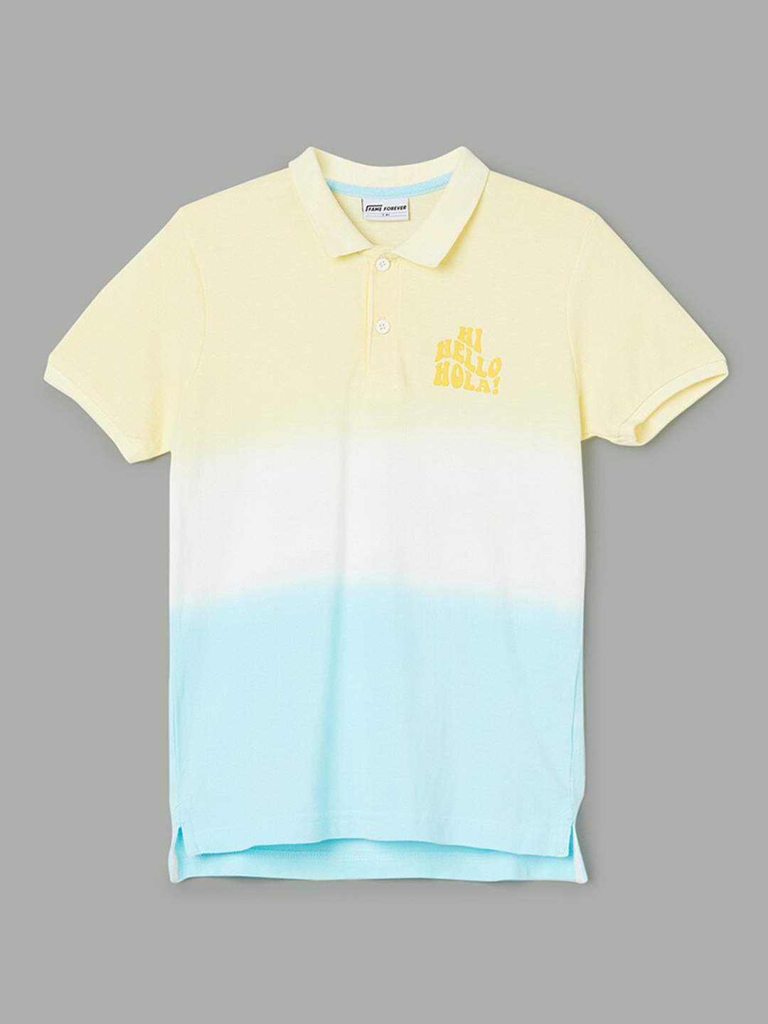 

Fame Forever by Lifestyle Boys Colourblocked Polo Collar Cotton T-shirt, Yellow