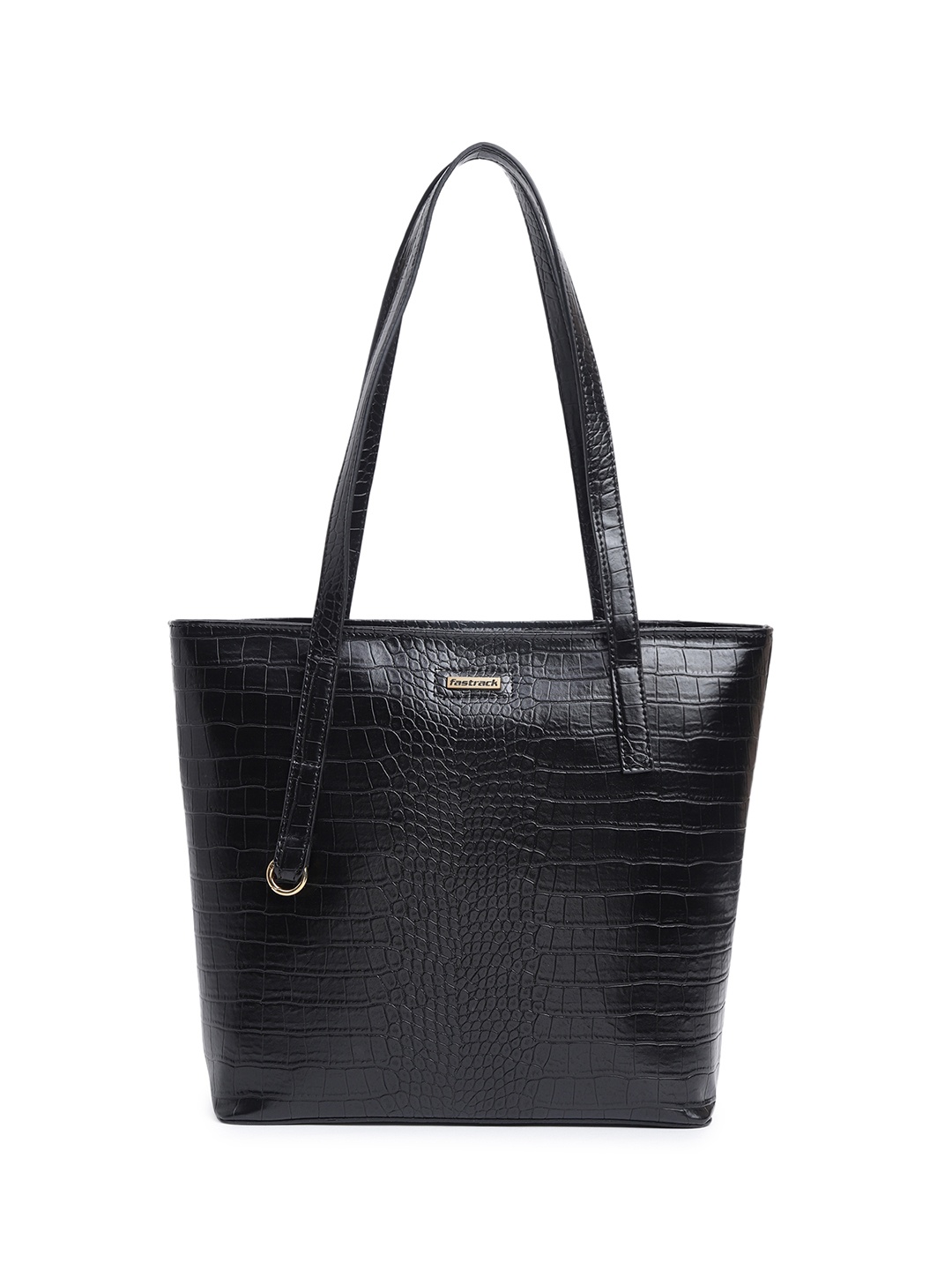 

Fastrack Croc Textured Structured Shoulder Bag, Black