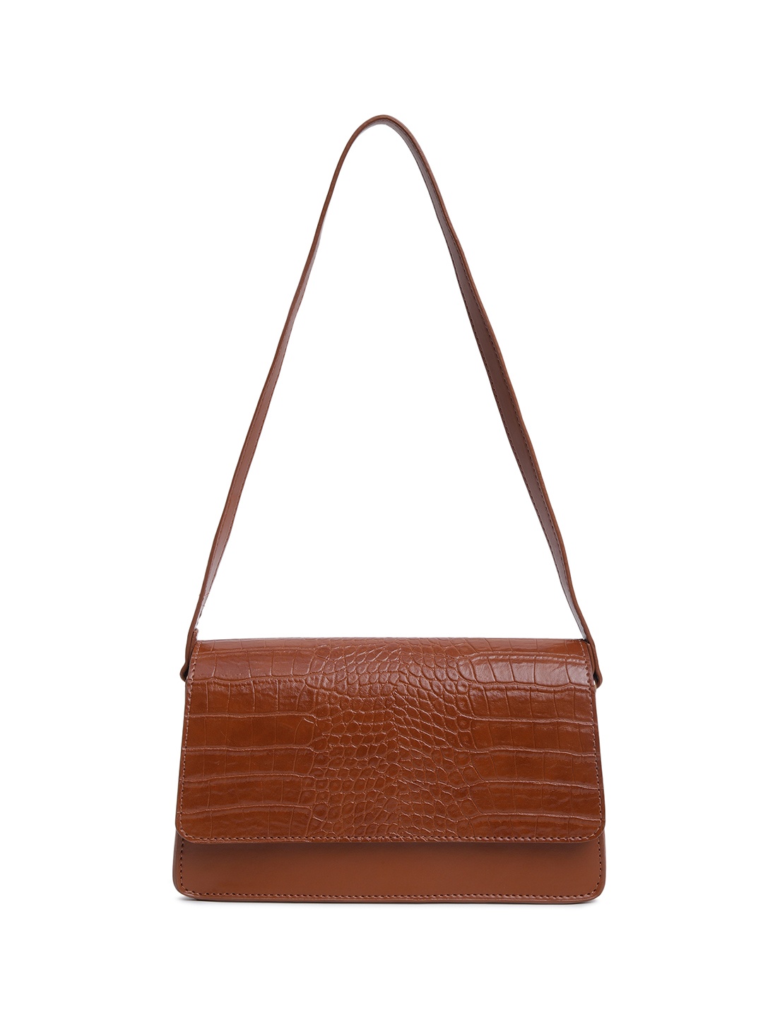 

Fastrack Croc Textured Structured Shoulder Bag, Brown