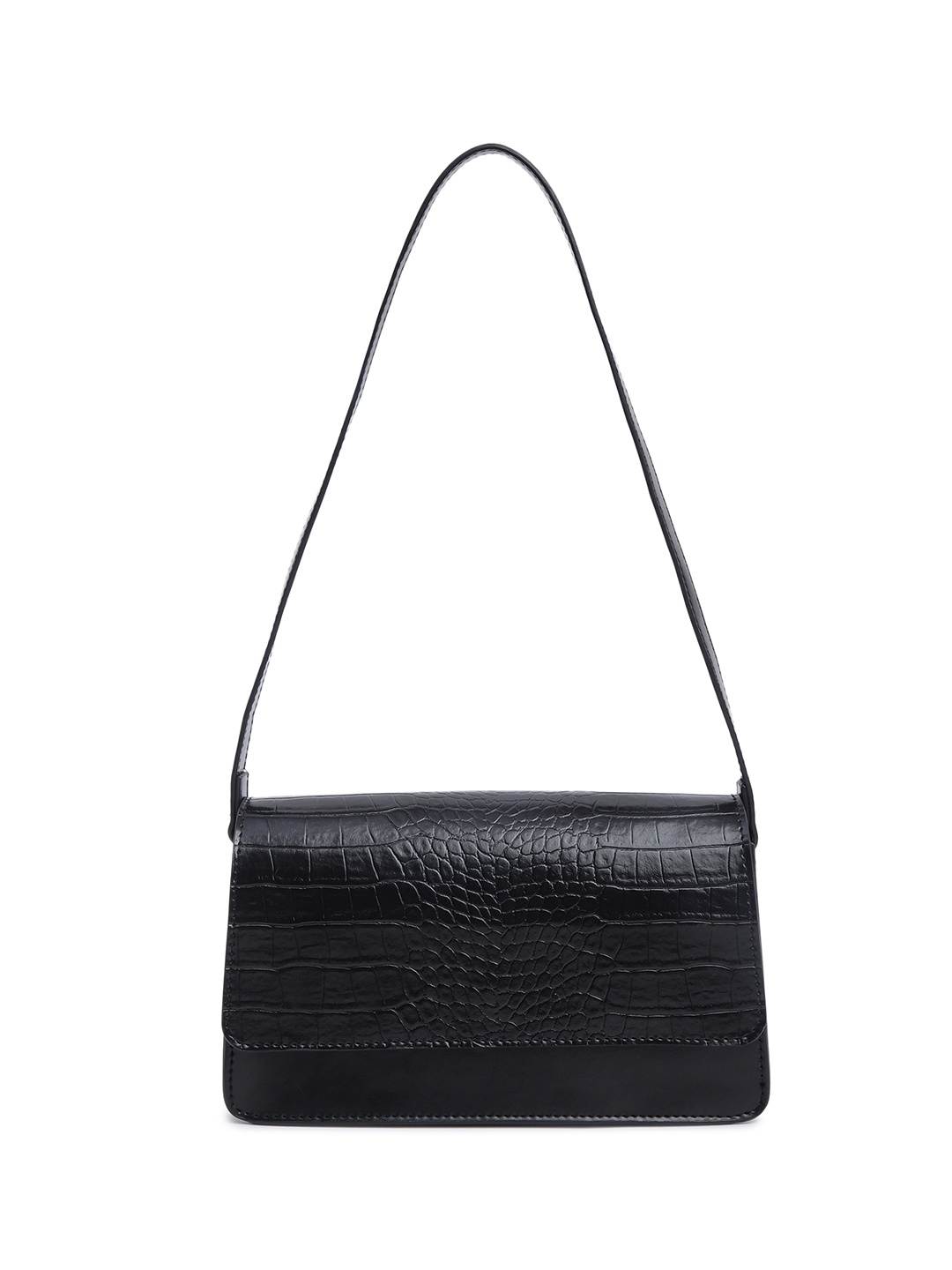 

Fastrack Croc Textured Structured Shoulder Bag, Black