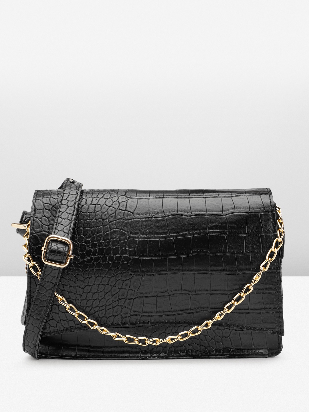 

Fastrack Croc Textured Sling Bag, Black