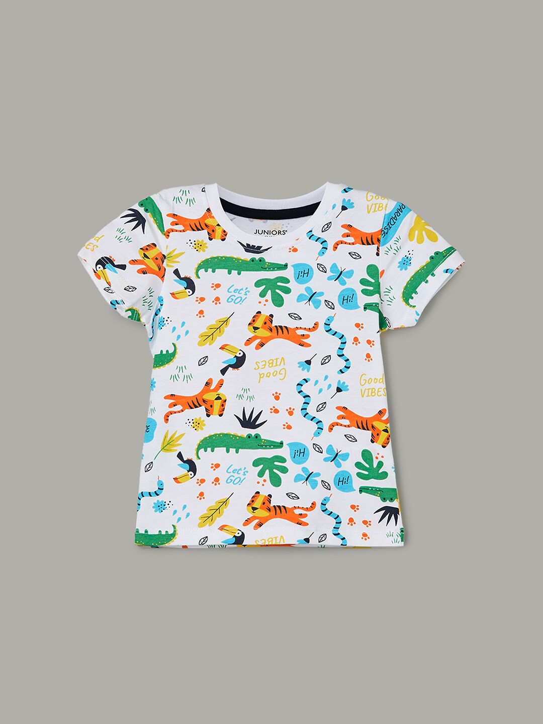 

Juniors by Lifestyle Boys Graphic Printed Round Neck Cotton T-shirt, White