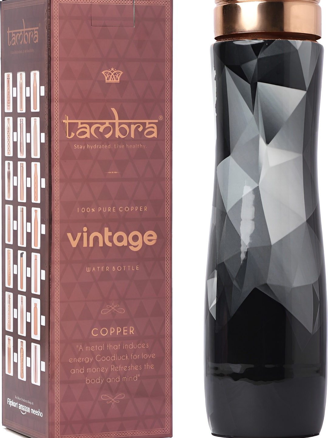 

Tambra Copper-Toned & Grey Copper Printed Water Bottle 950 ml