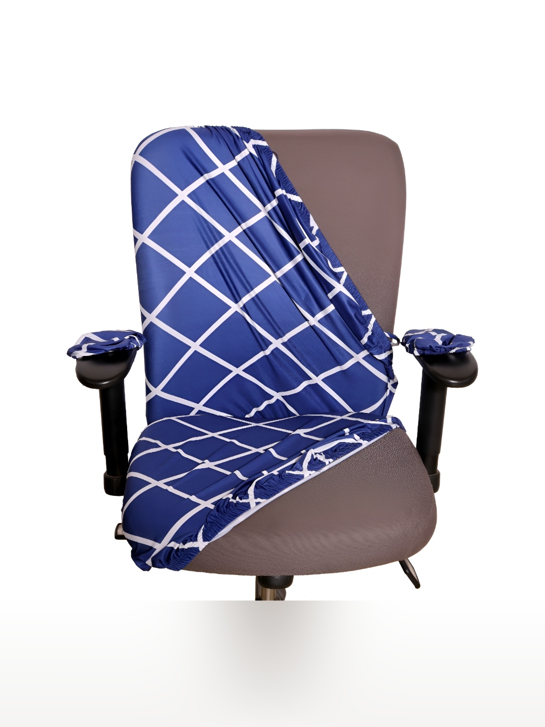 

Eleganta Blue & White 2 Pieces Printed Stretchable Office Chair Covers