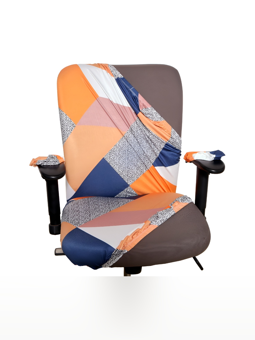 

Eleganta Orange & Blue 2 Pieces Printed Stretchable Office Chair Covers