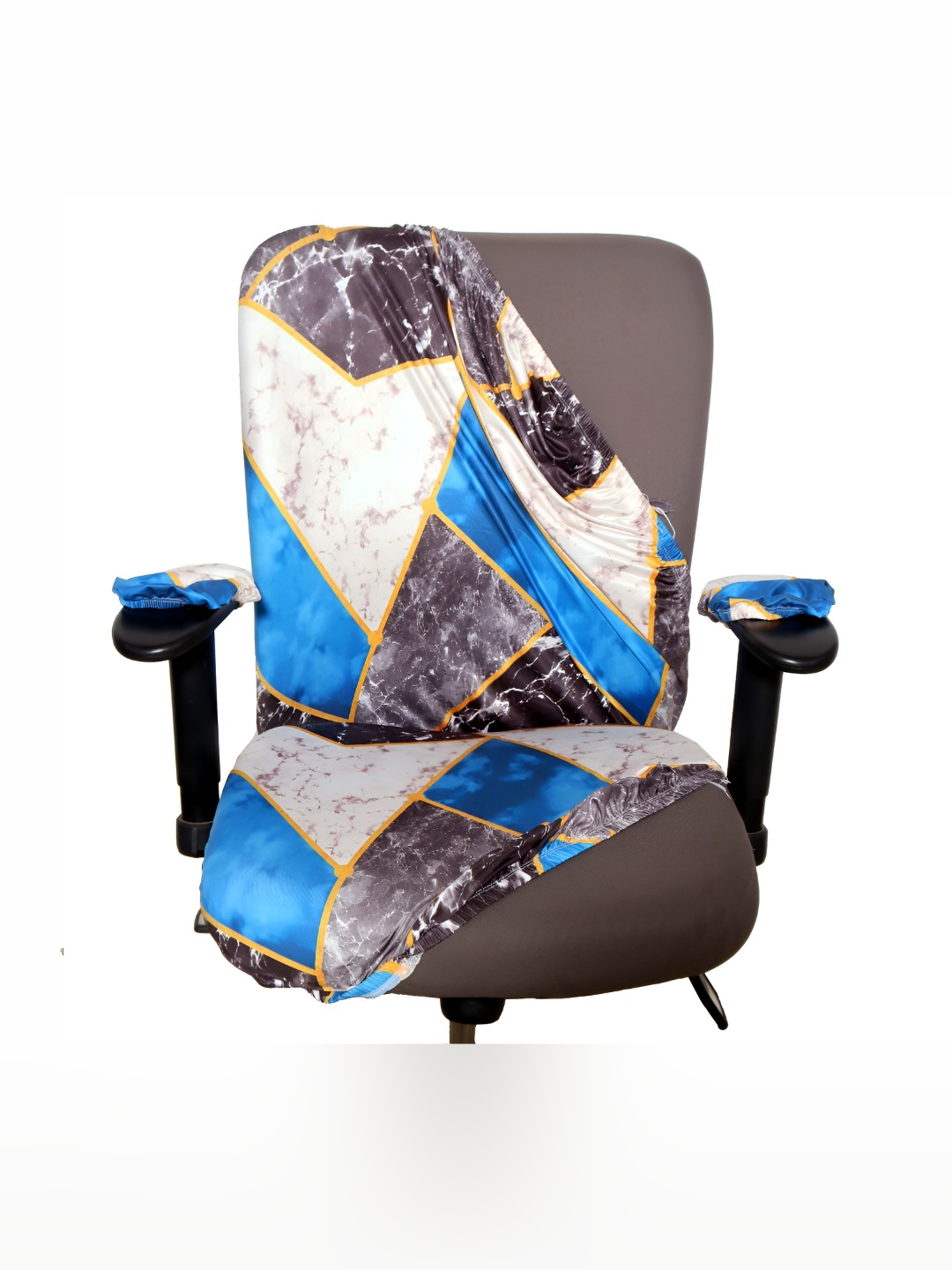 

Eleganta Teal Blue 8 Pieces Printed Stretchable Office Chair Covers