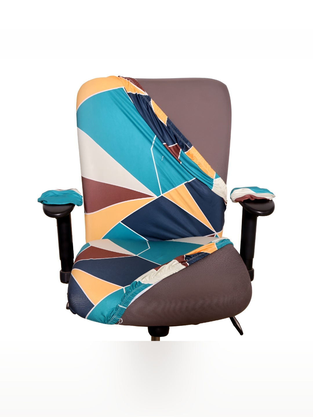 

Eleganta Green & Blue Printed Stretchable Office Chair Cover
