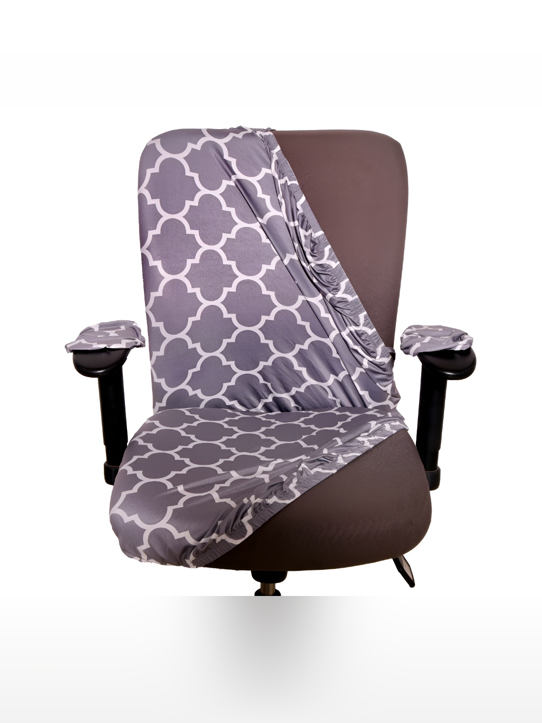 

Eleganta Grey & White 2 Pieces Printed Stretchable Office Chair Covers