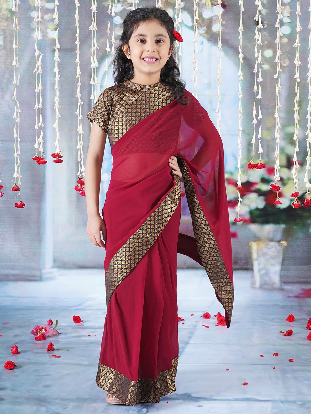 

Little Bansi Zari Pure Georgette Saree, Maroon