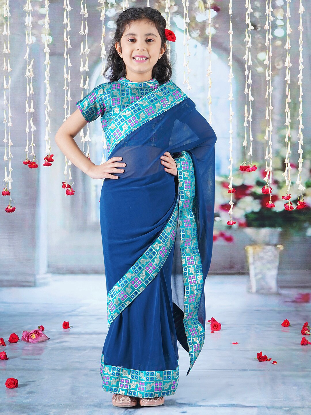 

Little Bansi Zari Pure Georgette Saree, Blue