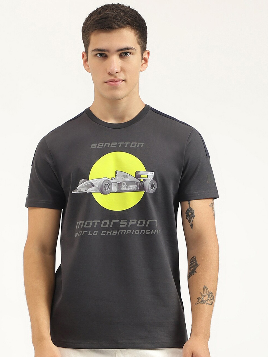 

United Colors of Benetton Typography Printed Pure Cotton T-shirt, Black