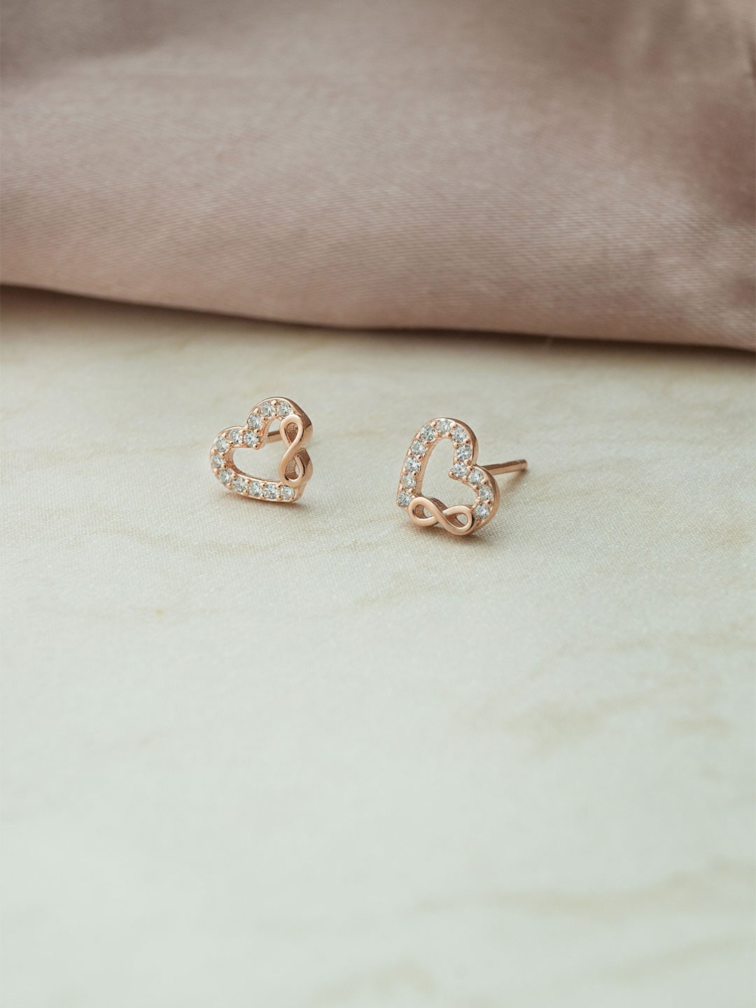 

MANNASH 92.5 Sterling Silver 18KT Rose Gold-Plated Heart Shaped Studs Earrings
