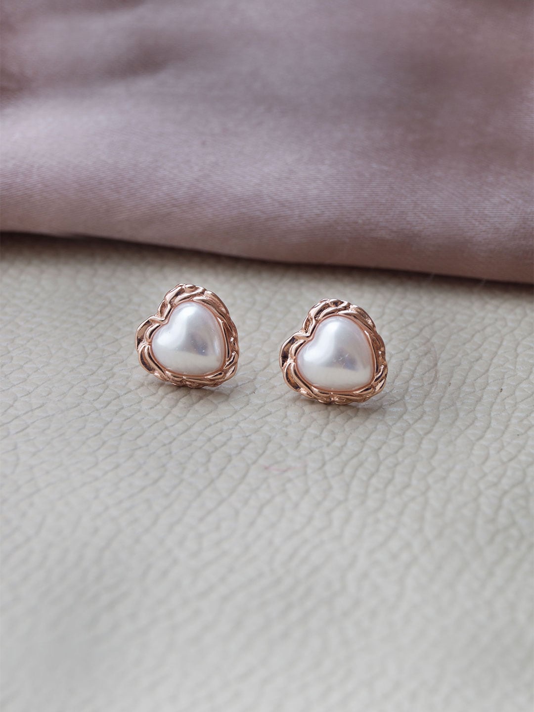 

MANNASH 92.5 Sterling Silver 18KT Rose Gold-Plated Heart Shaped Studs Earrings