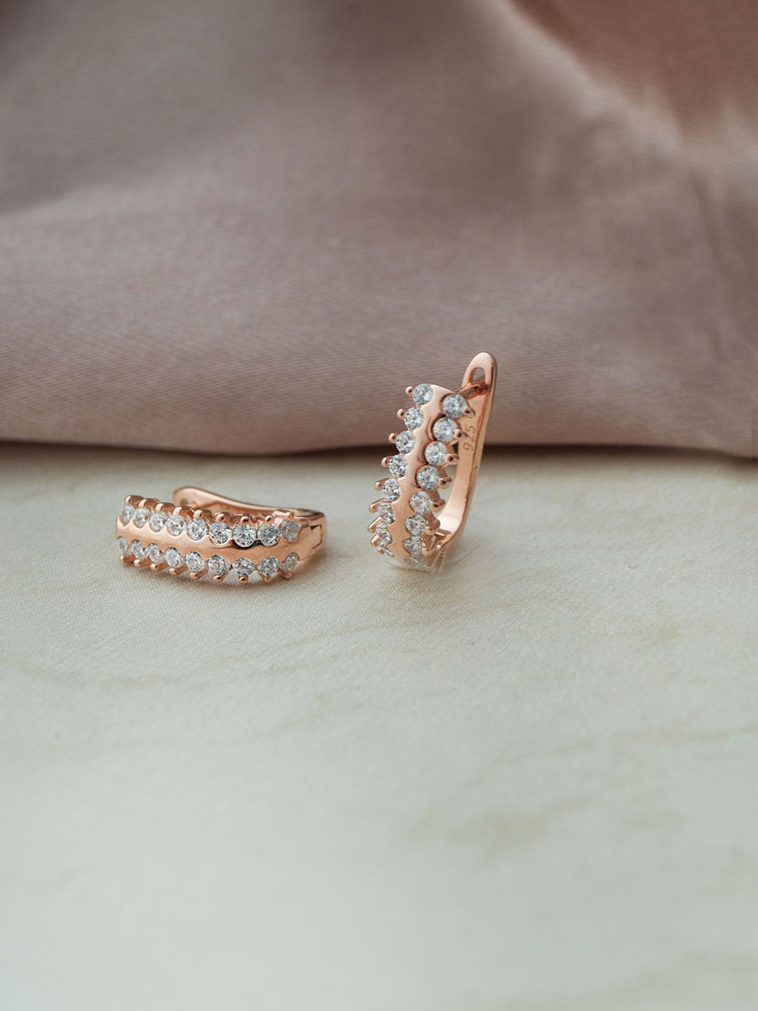 

MANNASH 92.5 Sterling Silver 18KT Rose Gold-Plated Circular Studs Earrings