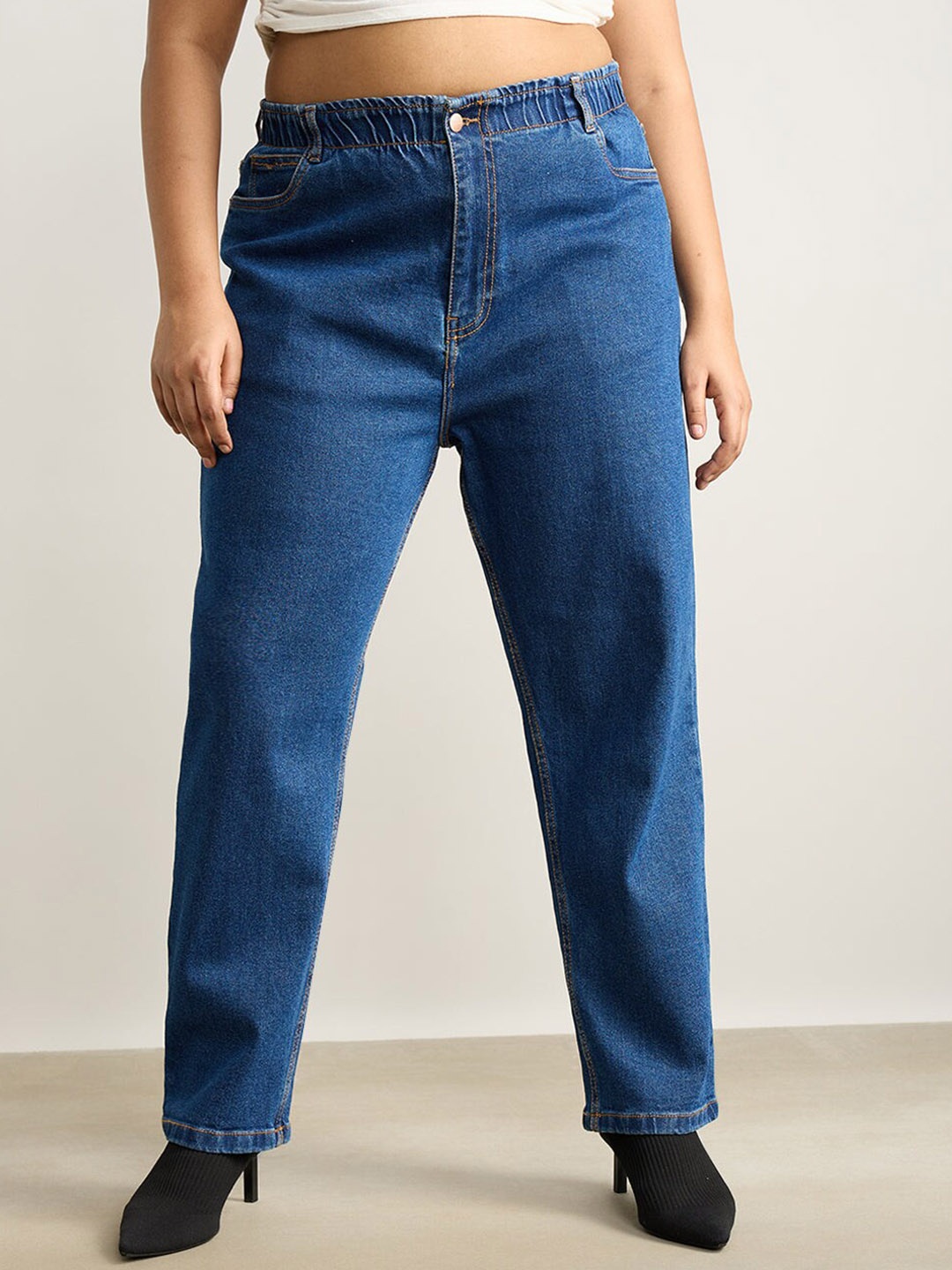 

FREAKINS Women Plus Size High-Rise Stretchable Jeans, Blue