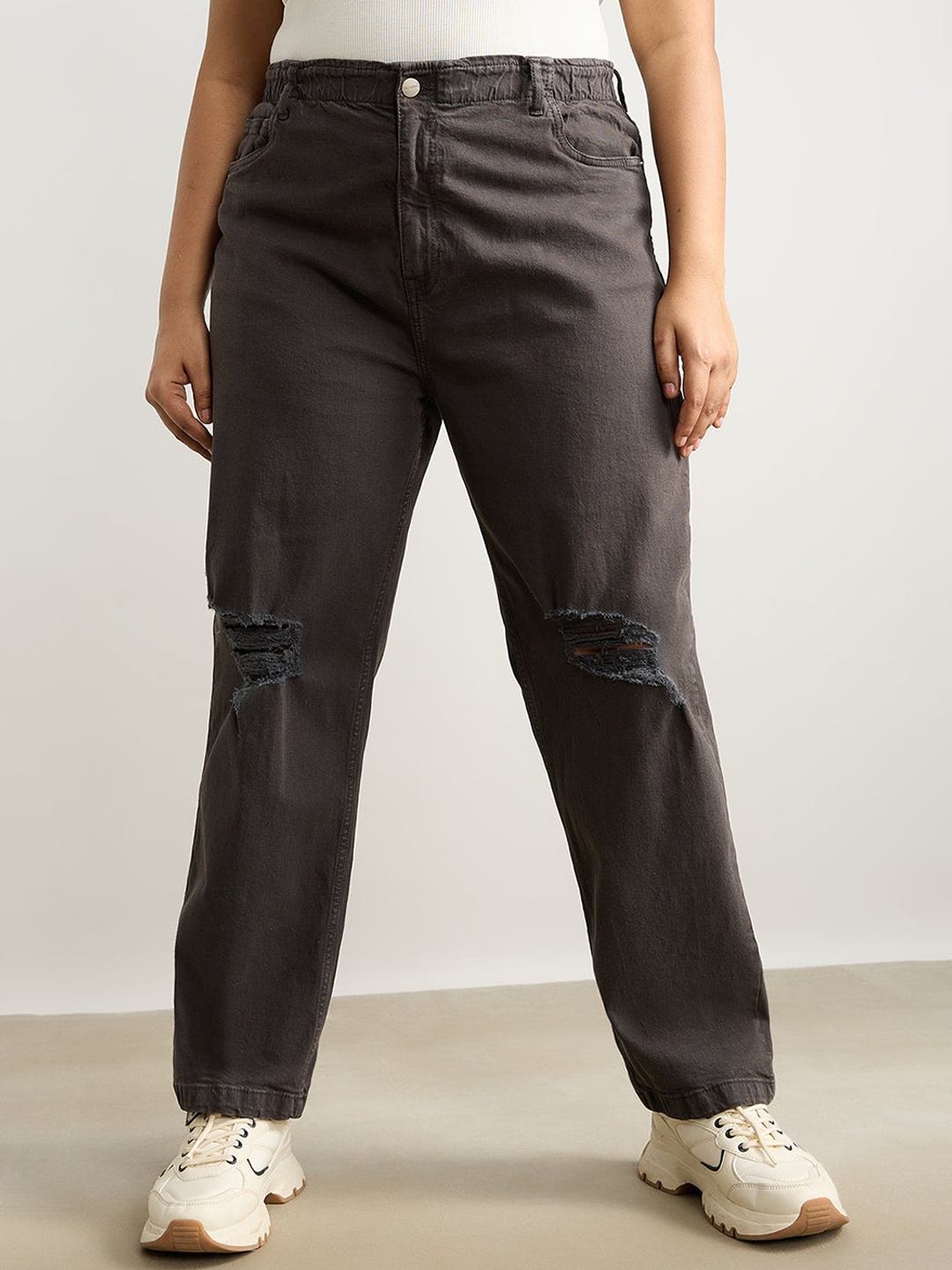

FREAKINS Women High-Rise Clean Look Heavy Fade Stretchable Jeans, Olive
