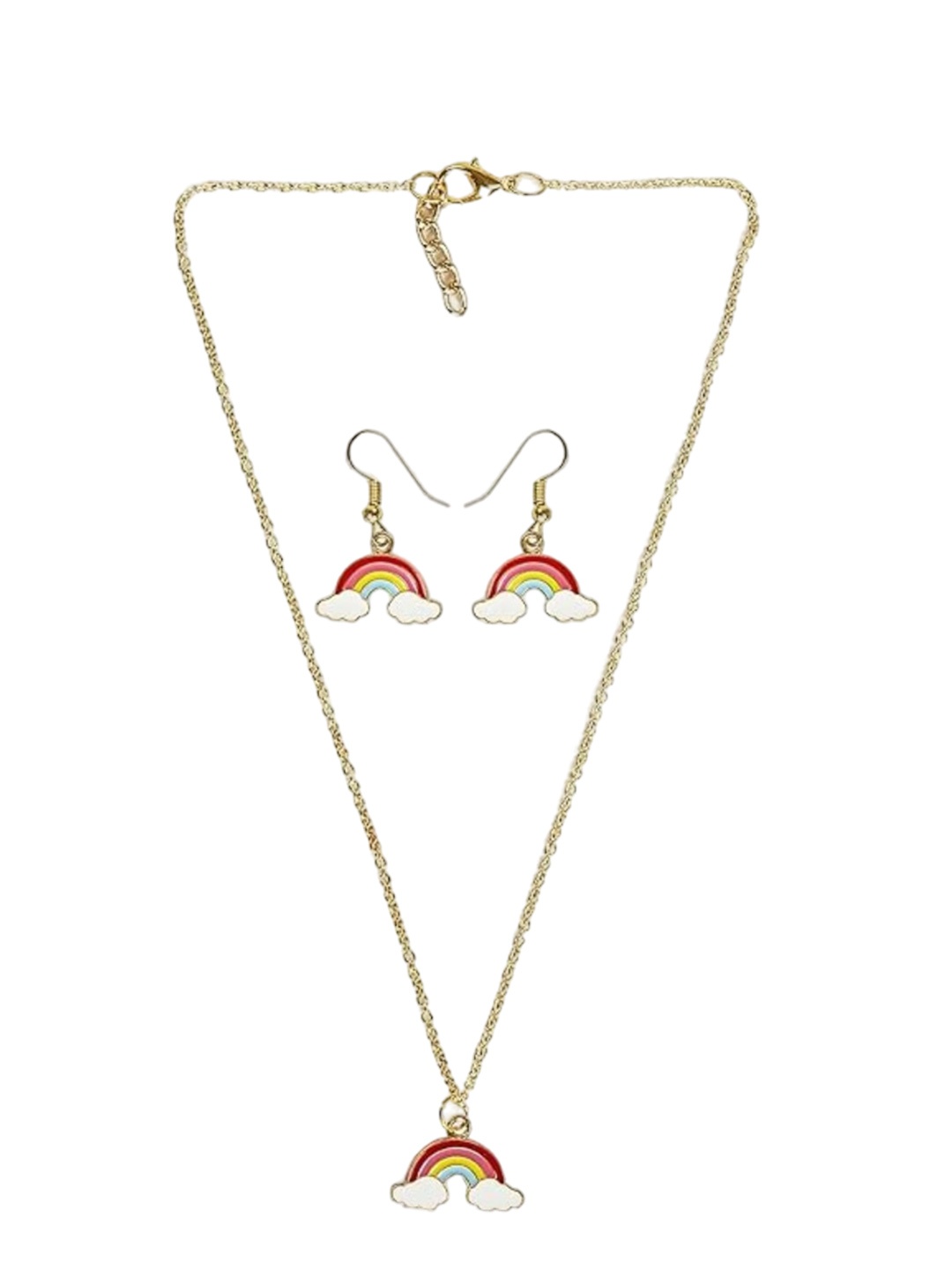 

EL REGALO Rainbow Charm Pendant Chain & Earrings, Gold