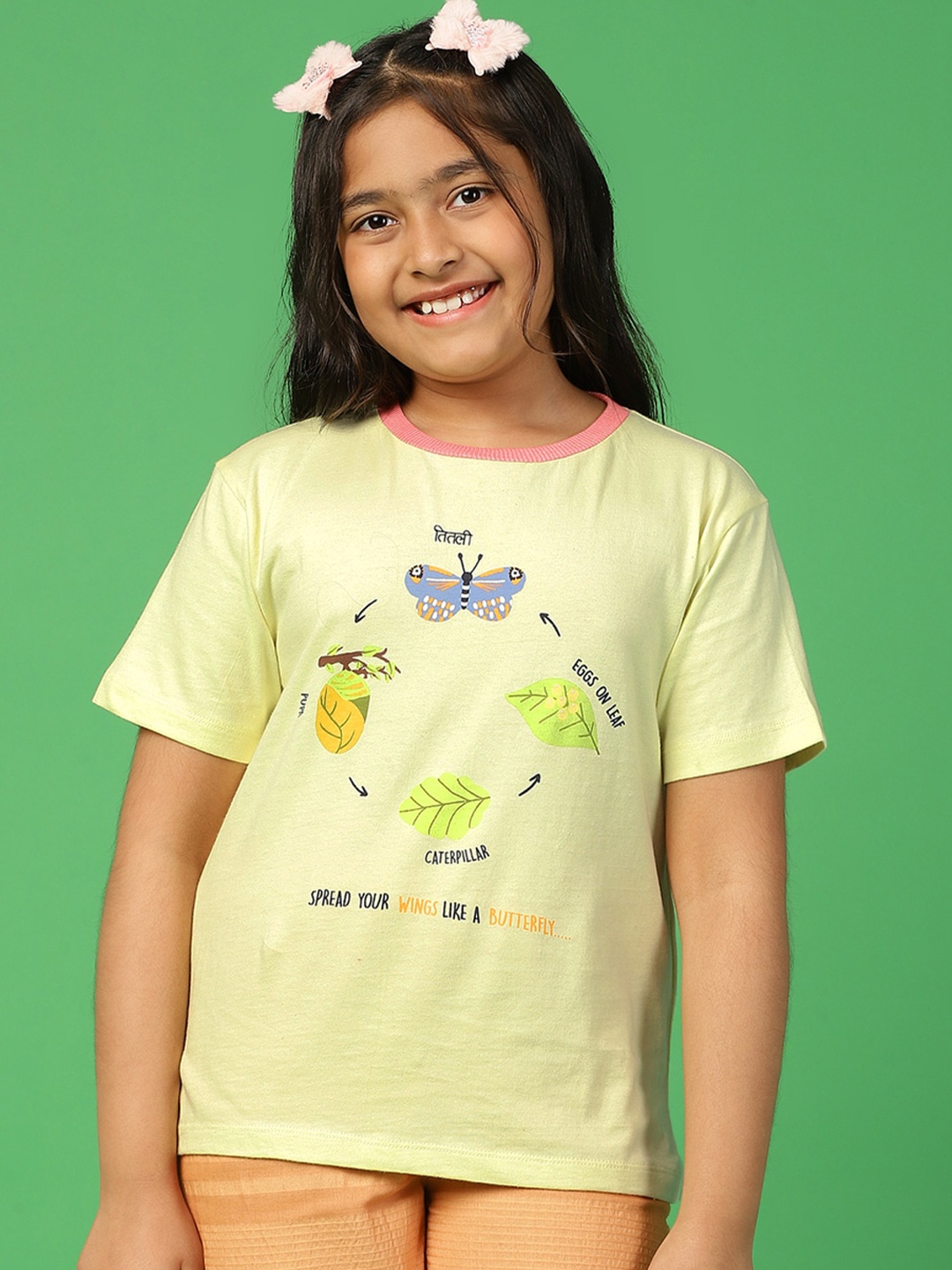 

Somersault Girls Graphic Printed Cotton T-shirt, Yellow