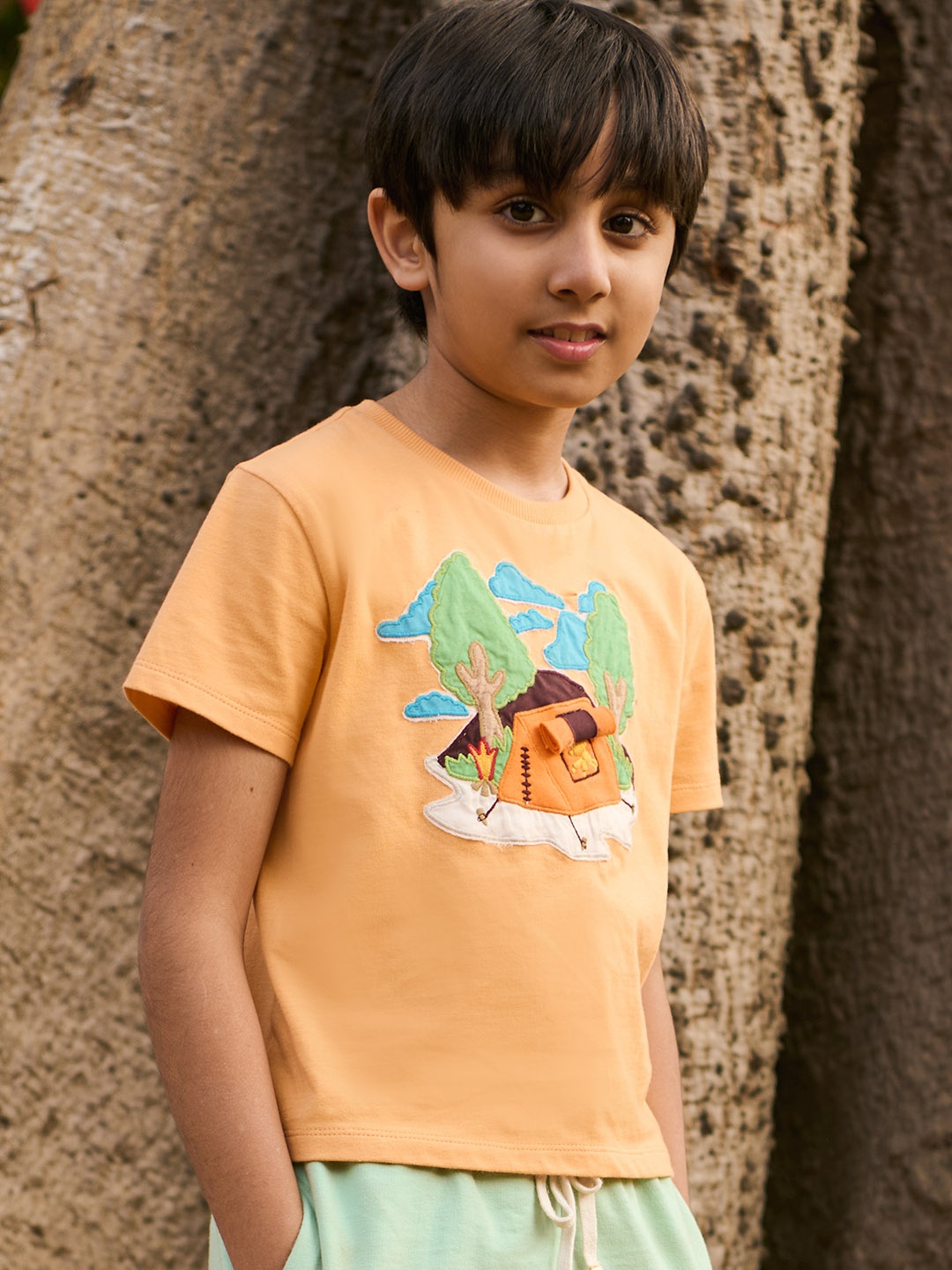 

Somersault Boys Graphic Printed Cotton T-shirt, Orange