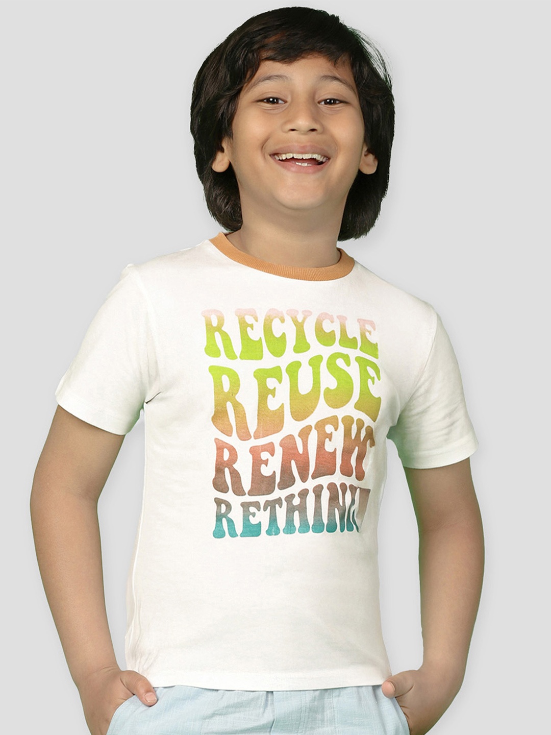 

Somersault Boys Typography Printed Cotton T-shirt, White