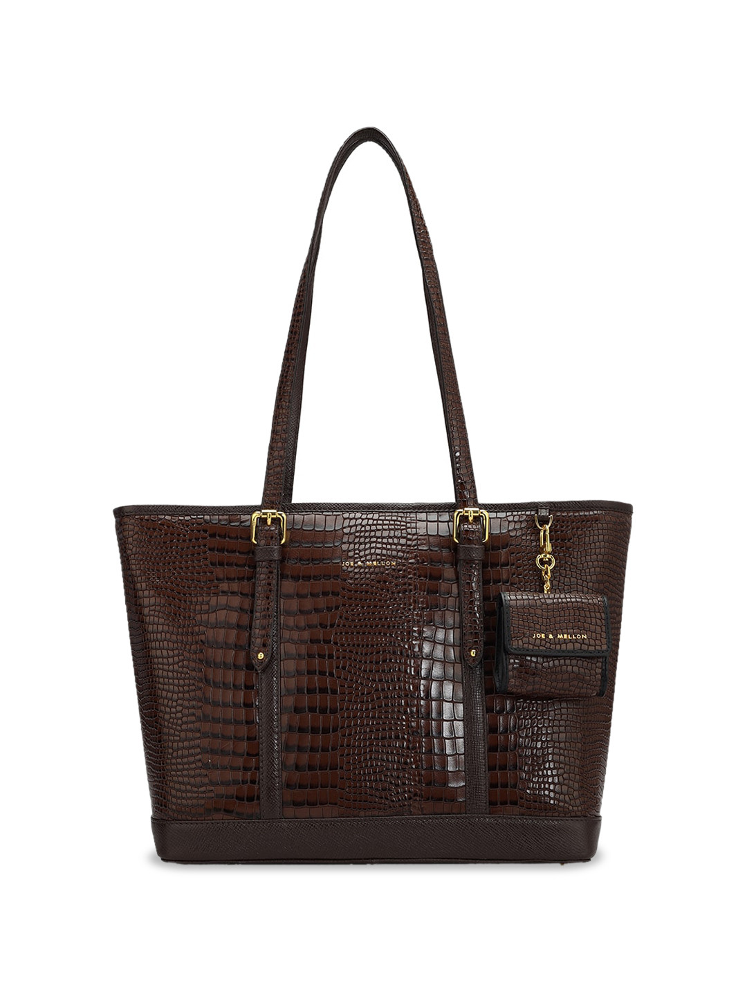 

Joe & Mellon Animal Textured Leather Shopper Tote Bag, Brown
