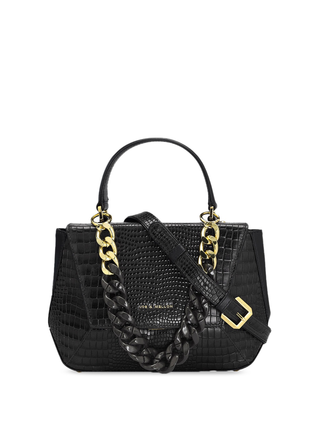 

Joe & Mellon Leather Oversized Structured Handheld Bag, Black