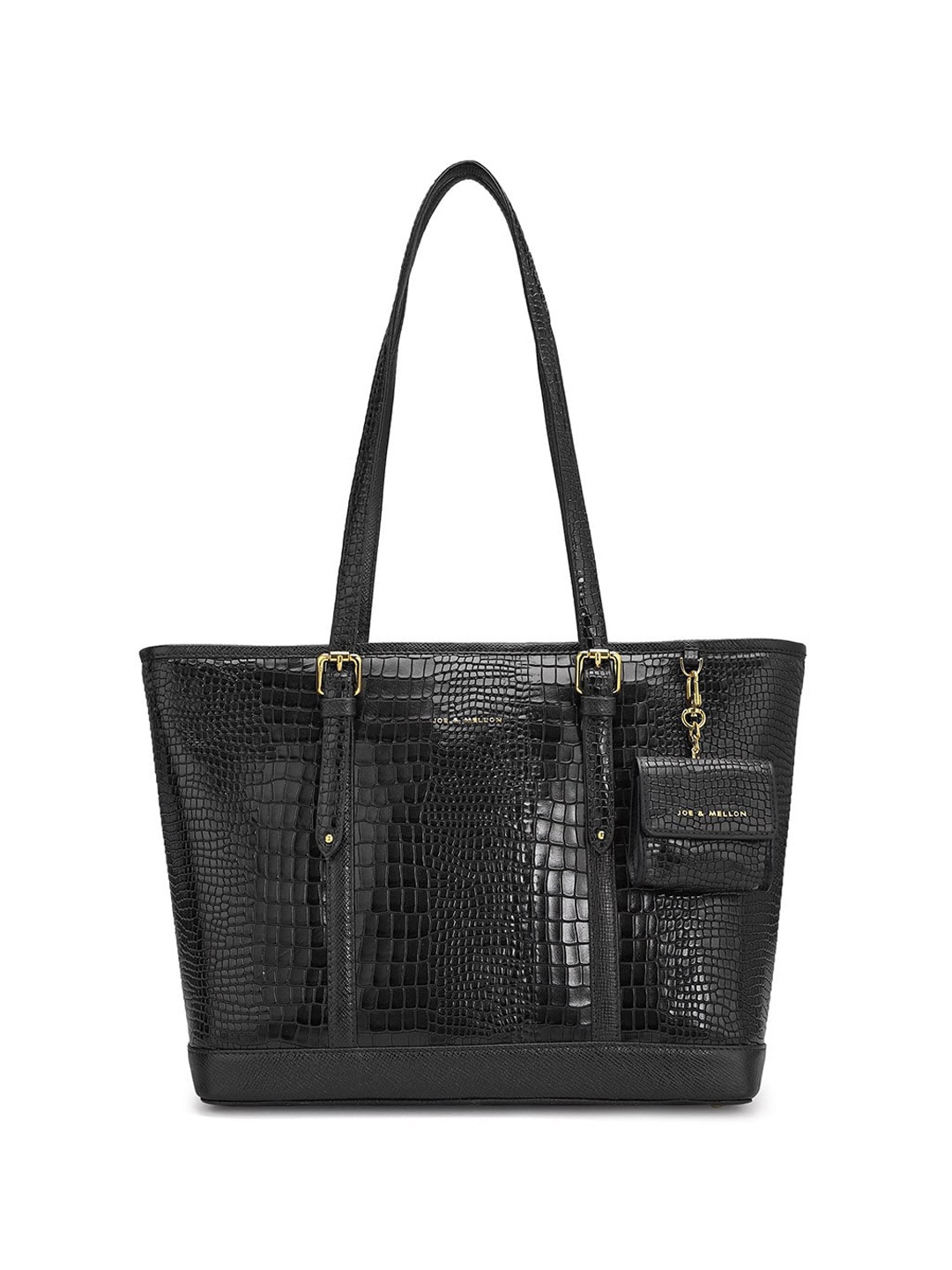 

Joe & Mellon Animal Textured Leather Oversized Shopper Shoulder Bag, Black