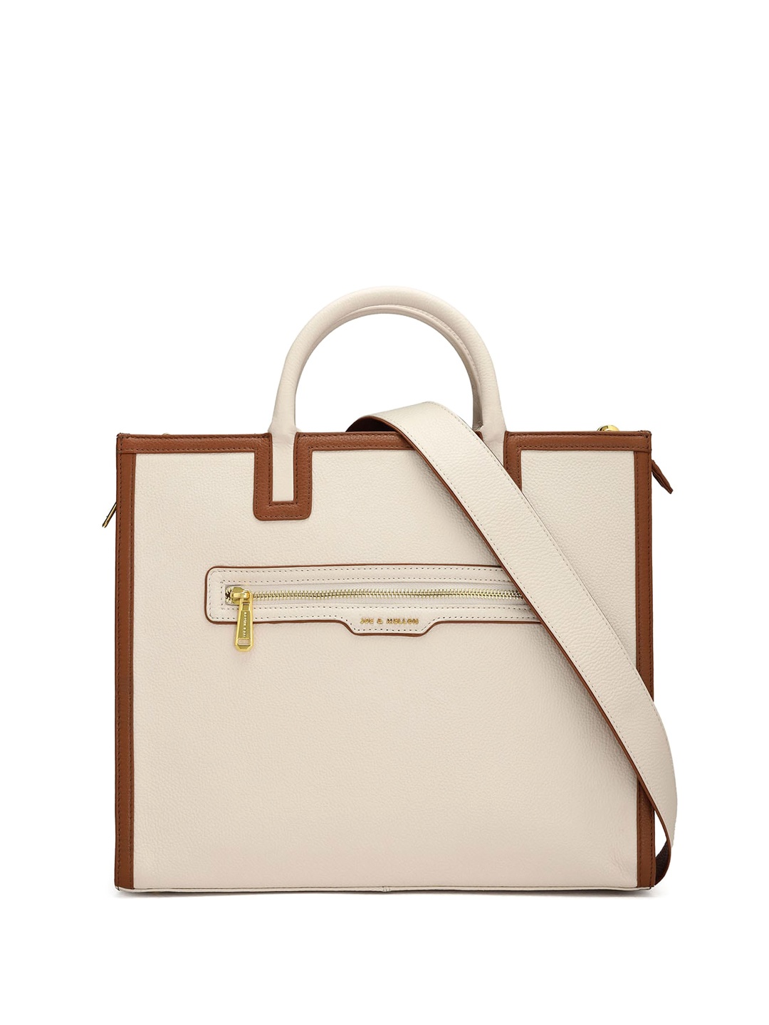 

Joe & Mellon Leather Structured Tote Bag, Off white