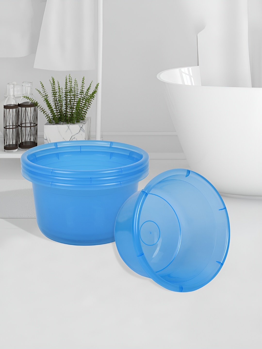 

Kuber Industries Blue 4 Pieces Classic Bath Accessories Set