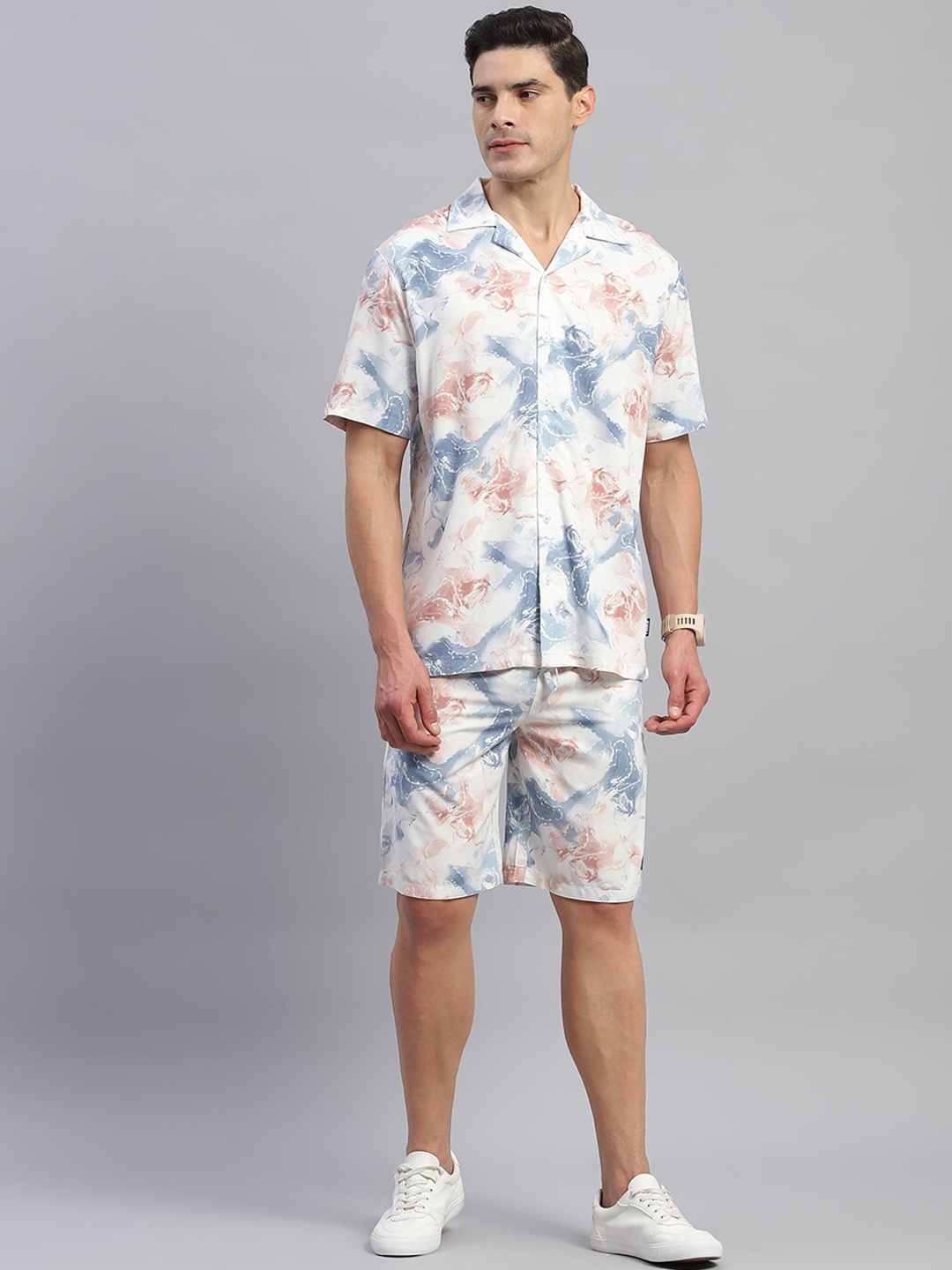 

rock.it Printed Pure Cotton Shirt With Shorts, Grey