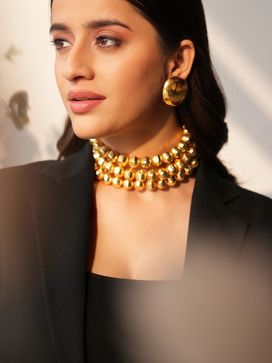 

Binnis Wardrobe Gold Plated Anti Tarnish Beaded Necklace & Earrings