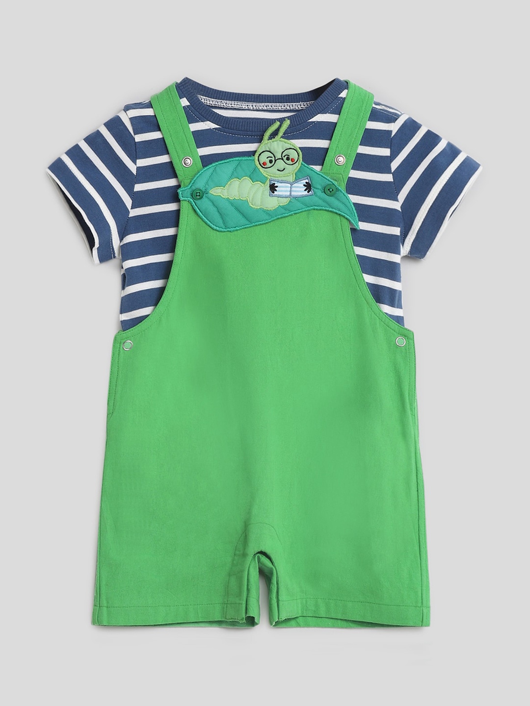 

Somersault Infant Boys Pure Cotton Dungarees & T-shirt, Green