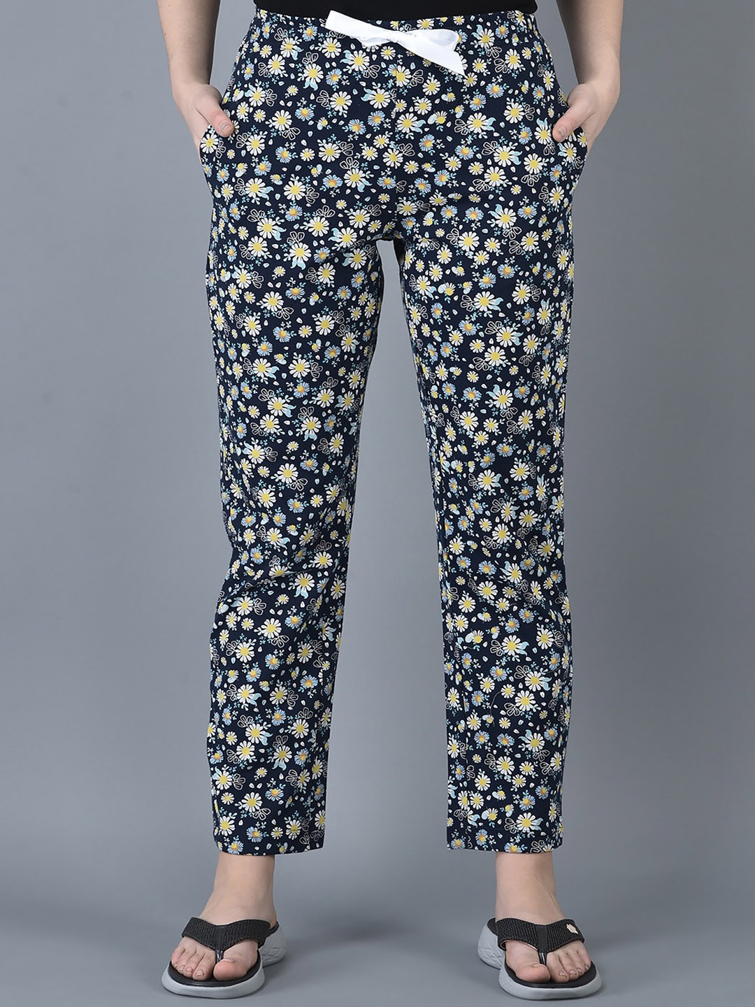 

Dollar Missy Printed Cotton Lounge Pant, Navy blue