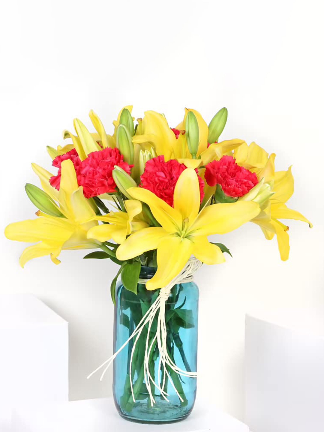 

Floweraura Yellow & Red 10 Pieces Lilies & Carnations Fresh Flowers Bouquet