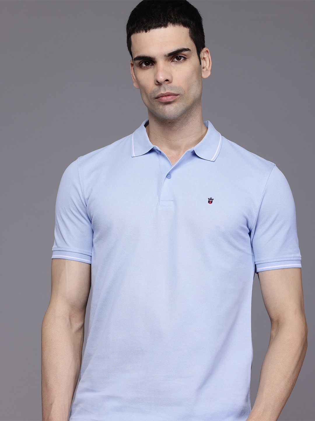 

Louis Philippe Sport Pure Cotton Polo Collar Slim Fit T-shirt, Blue