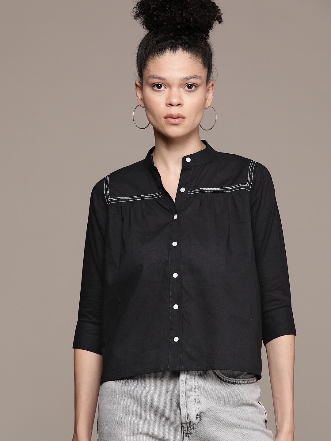 

Roadster Women Opaque Casual Shirt, Black