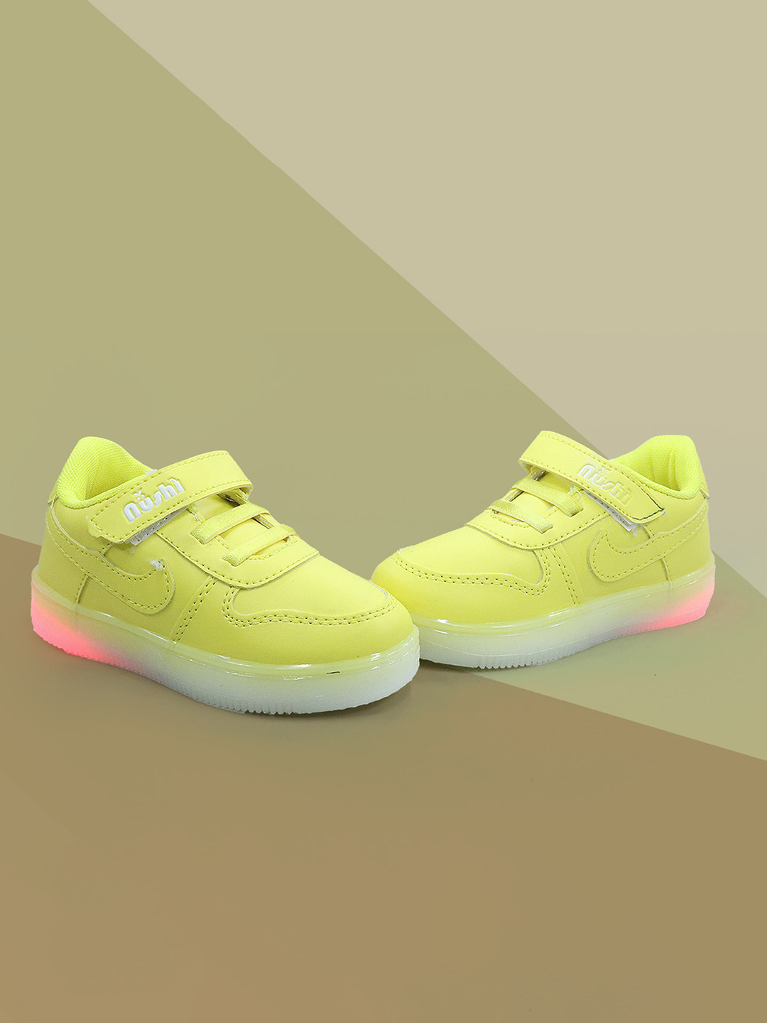 

FEETWELL SHOES Kids Round Toe Sneakers, Yellow