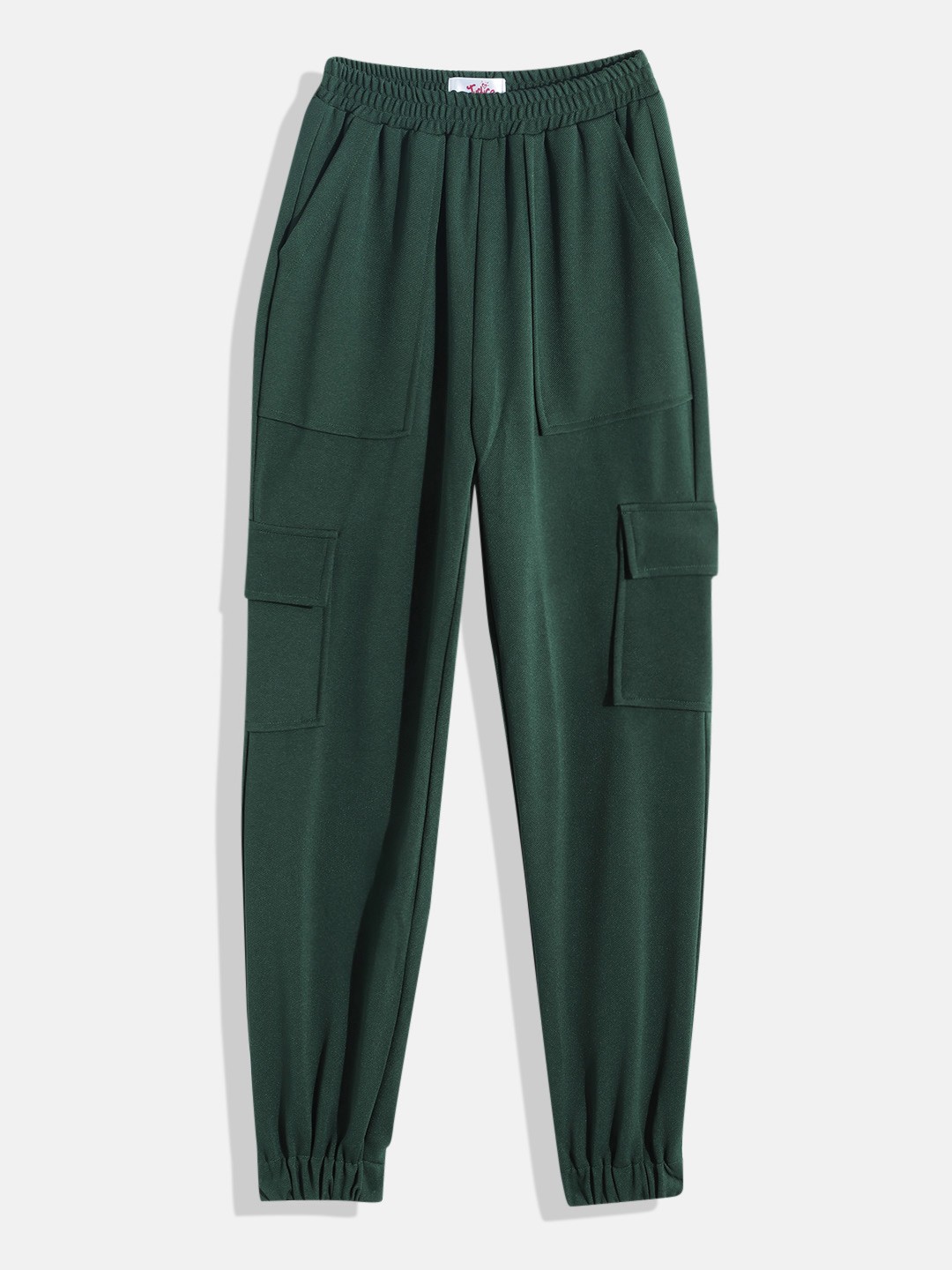 

JUSTICE Girls Solid Loose Fit Cargo Styles Trousers, Green