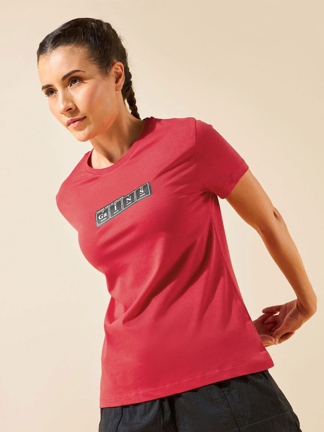 

CULT Typographic Printed Pure Cotton Round Neck Sports Tshirt, Red