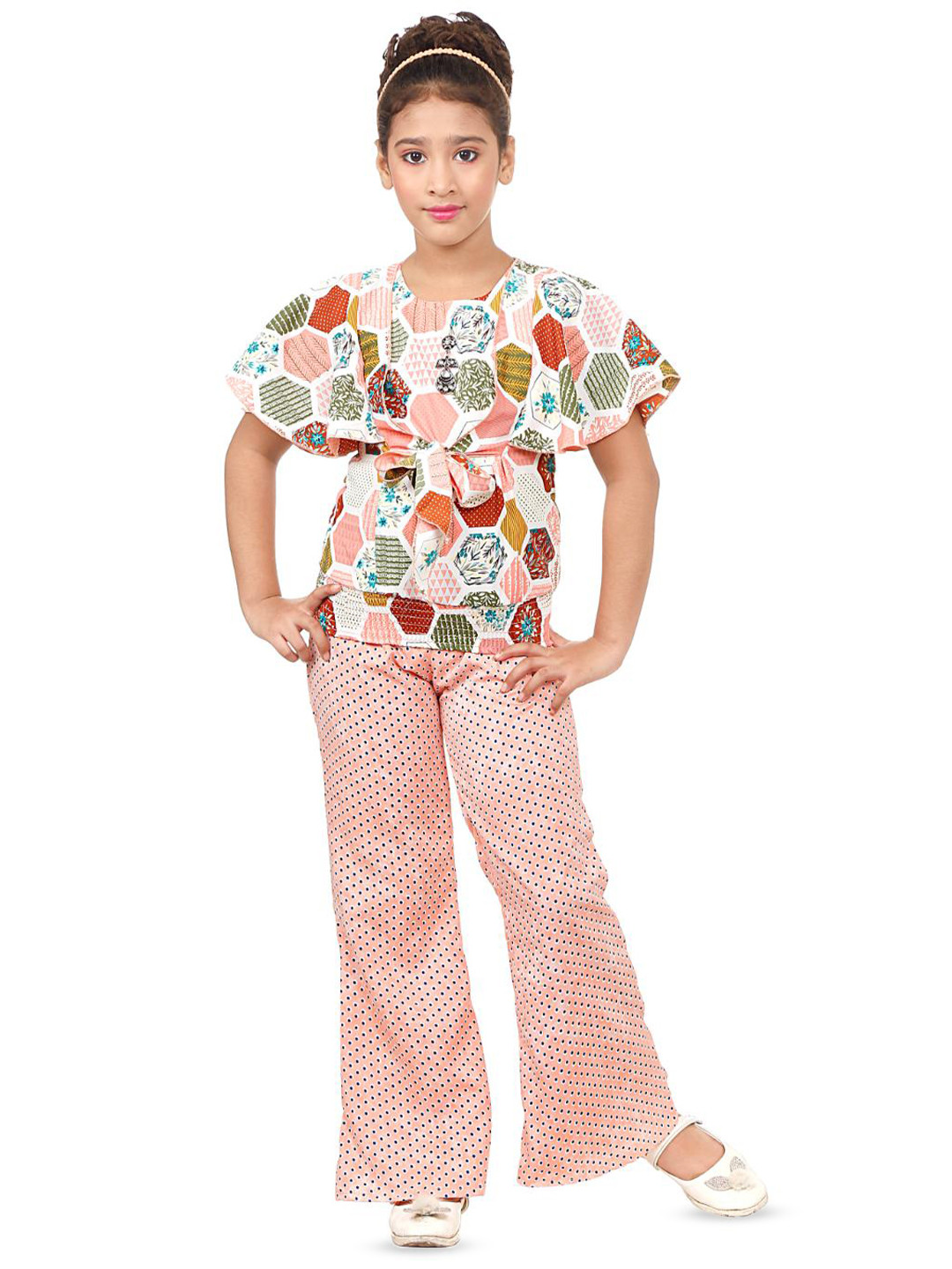 

BAESD Girls Printed Top & Palazzos, Orange