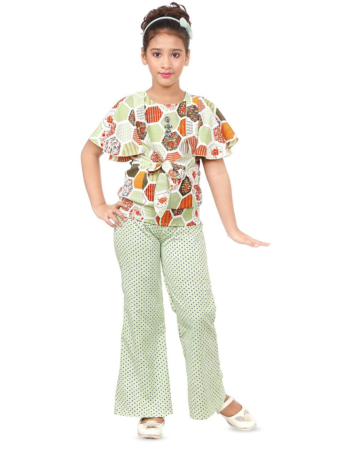 

BAESD Girls Top & Palazzos, Green