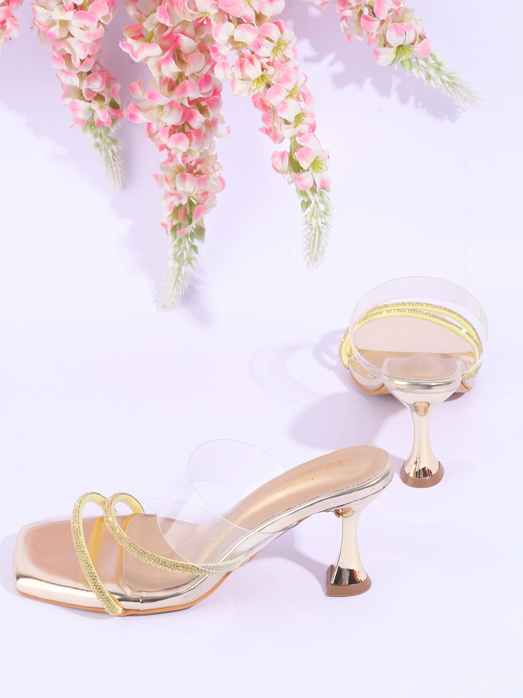 

DressBerry Gold Toned Embellished Block Heels