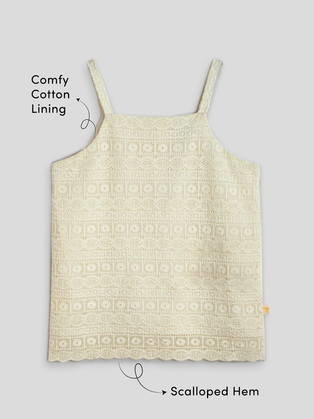

Somersault Shoulder Straps Sleeveless Self Design Cotton Top, Cream