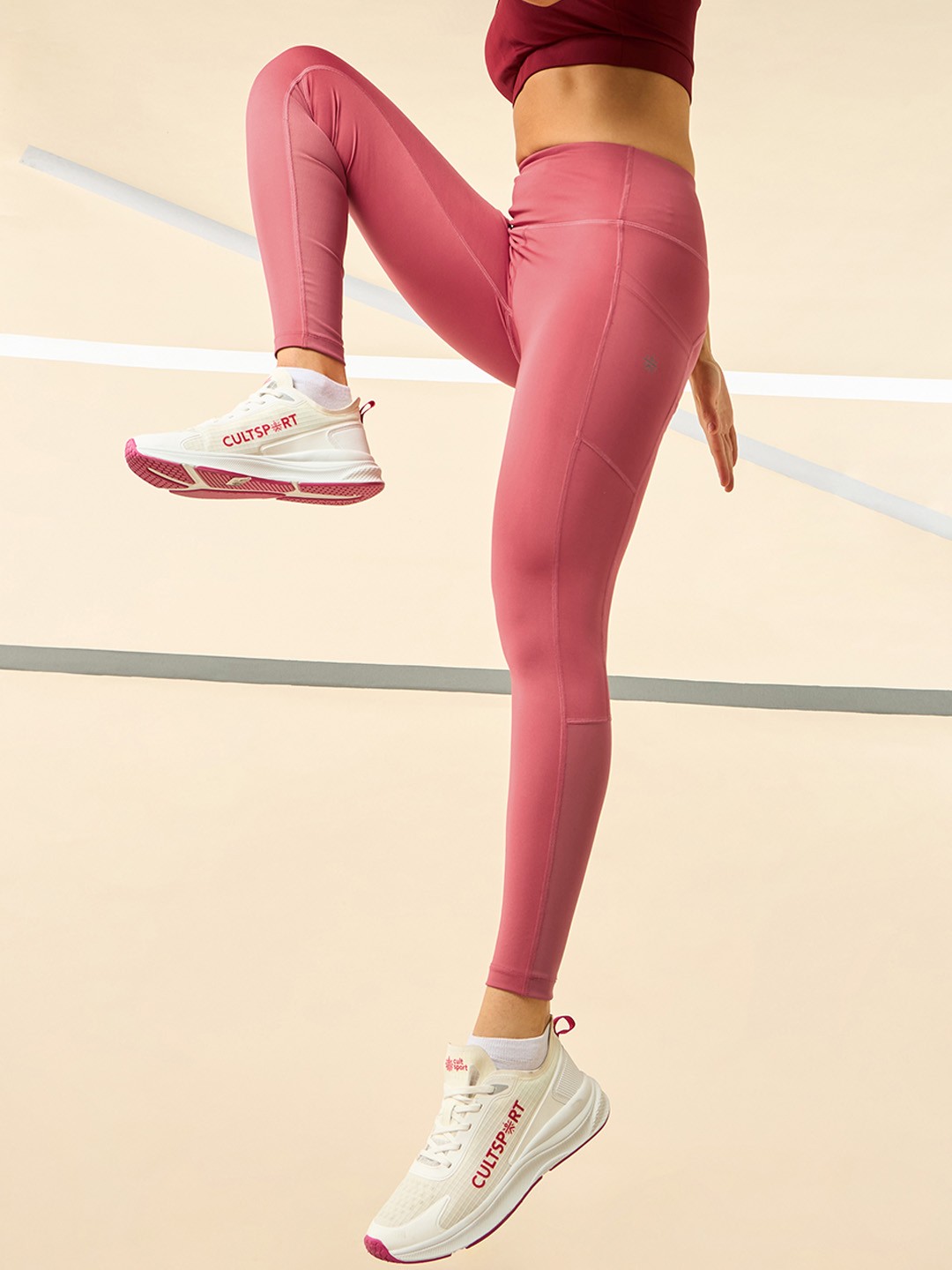 

CULT Women Compression Fit Tights, Pink