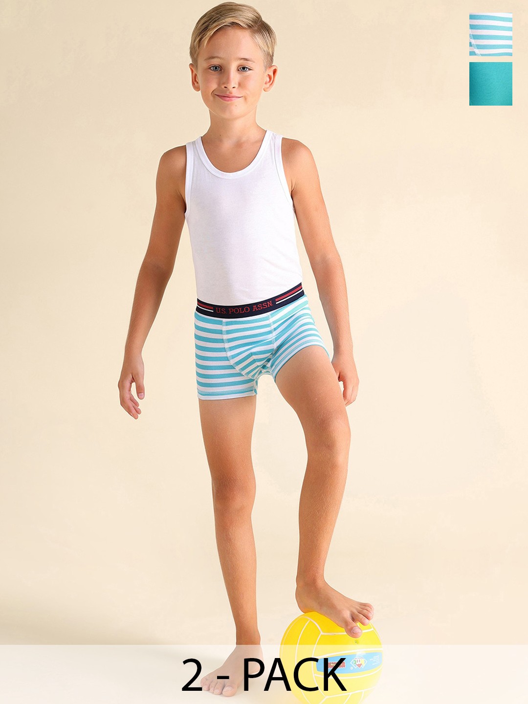 

U.S. Polo Assn. Kids Boys Pack Of 2 Breathability Trunks EKT02-DW0-P2, Green